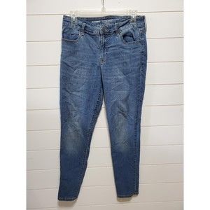Old Navy womens size 8 mid rise super skinny medium wash denim jeans stretchy